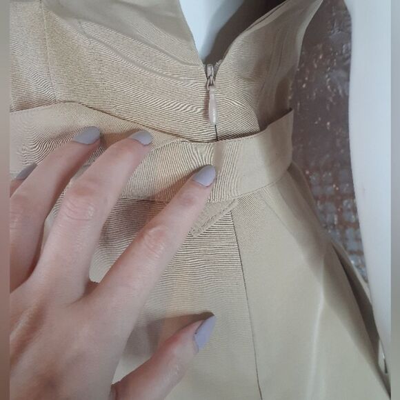 Zara Cotton Blend Elegant Tan Mini Dress - Picture 2 of 14